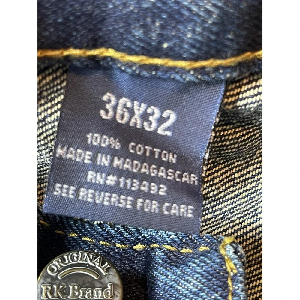 (2) RK Brand Jeans Mens 36x32 Blue Workwear‎ Camping Hiking Rugged Five Pocket